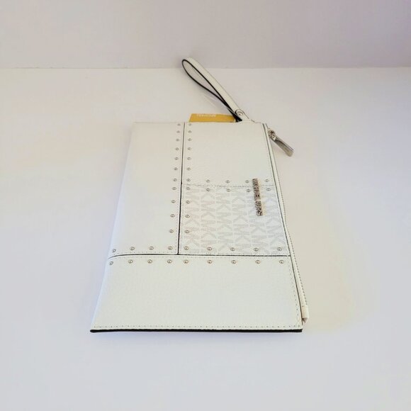 Michael Kors Jet Set Travel Large Top Zip Wristlet Optic White Smartphone Wallet - Picture 5 of 7